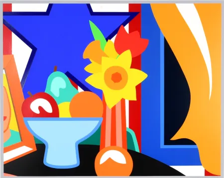 Zeefdruk Wesselmann - Still Life with Blowing Curtain (Yellow)