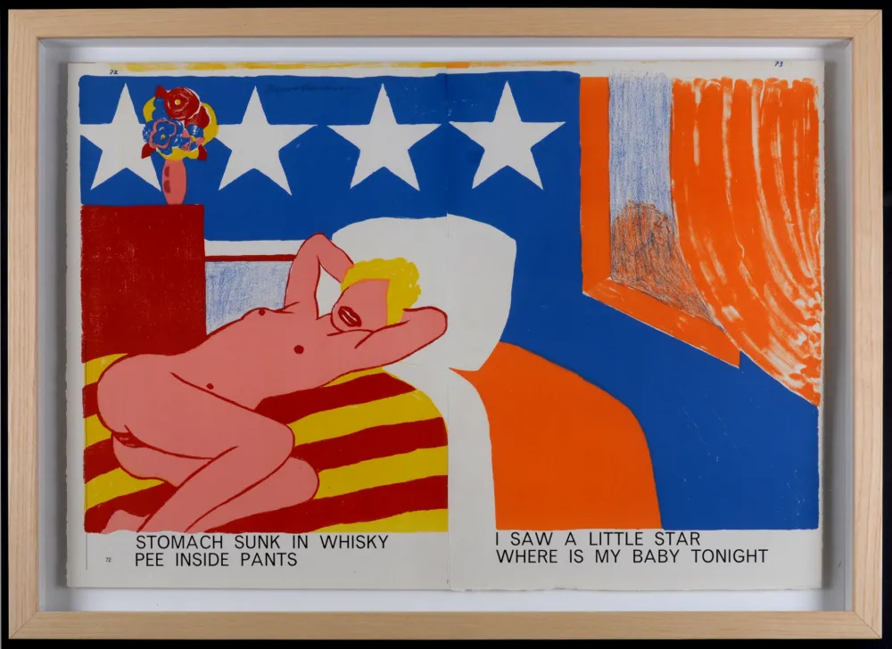 Lithografie Wesselmann - Stomach Sunk In Whisky Pee Inside Pants, 1964 – Hand-signed & framed