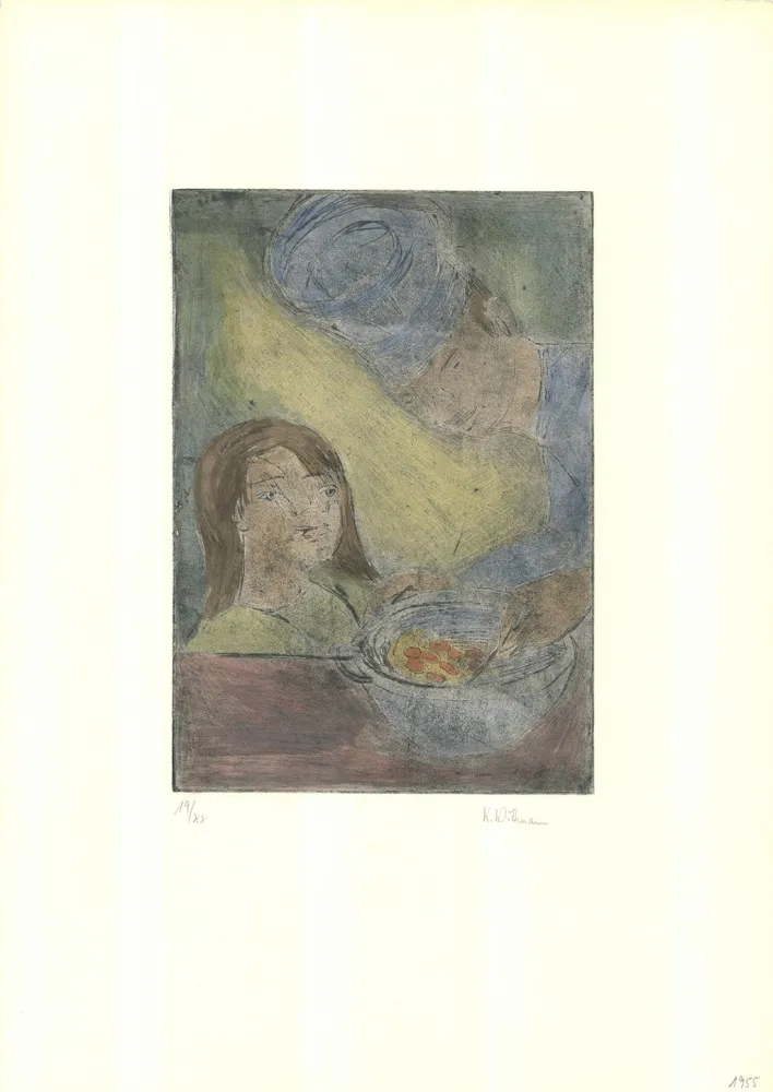 Ets En Aquatint Wittmann - Koch und Mädchen