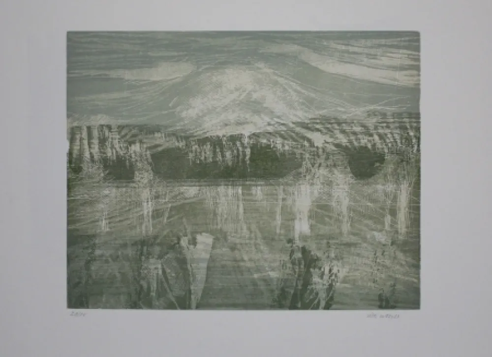 Houtsnede Wolf - Landschaft