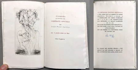 Geïllustreerd Boek Wols - Sartre. VISAGES. 4 pointes-sèches de Wols. 1 des 15 ex. sur Chine (1948)
