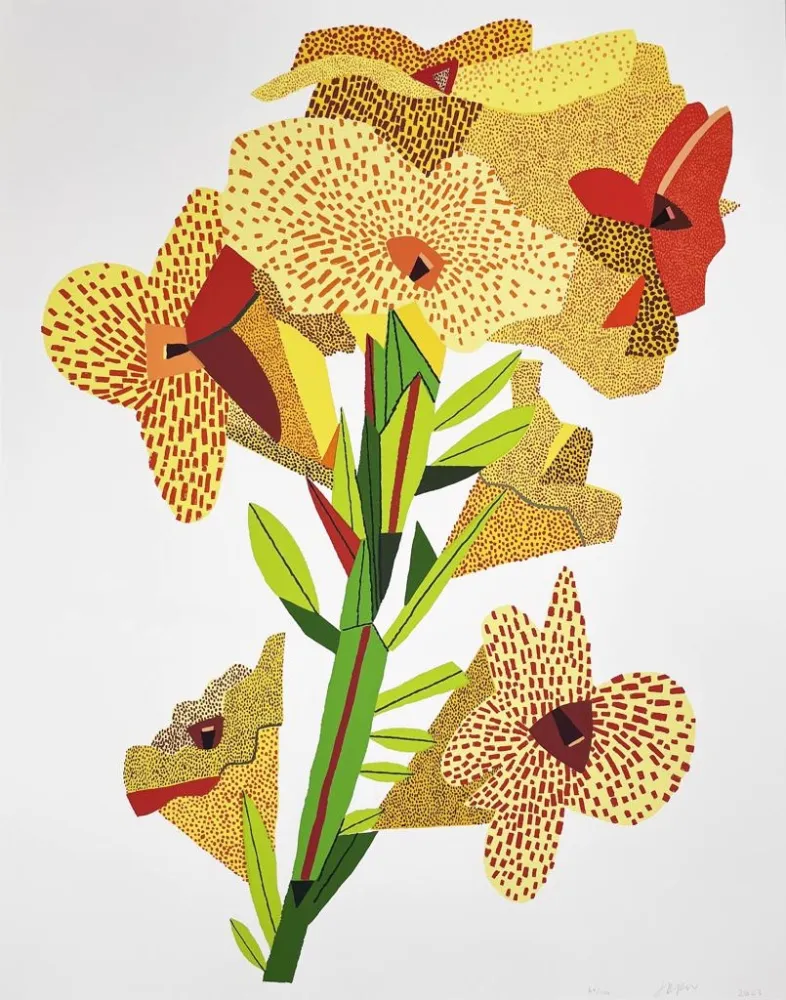 Zeefdruk Wood - Yellow Flower