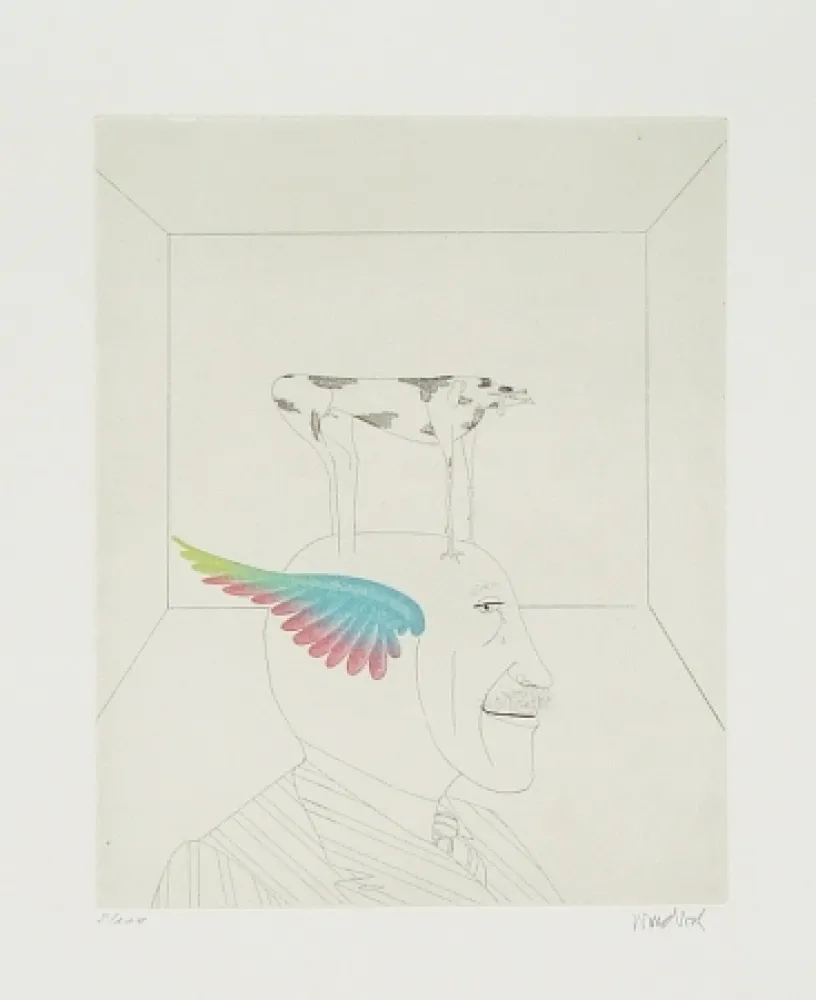 Ets En Aquatint Wunderlich - Autoportrait au chien