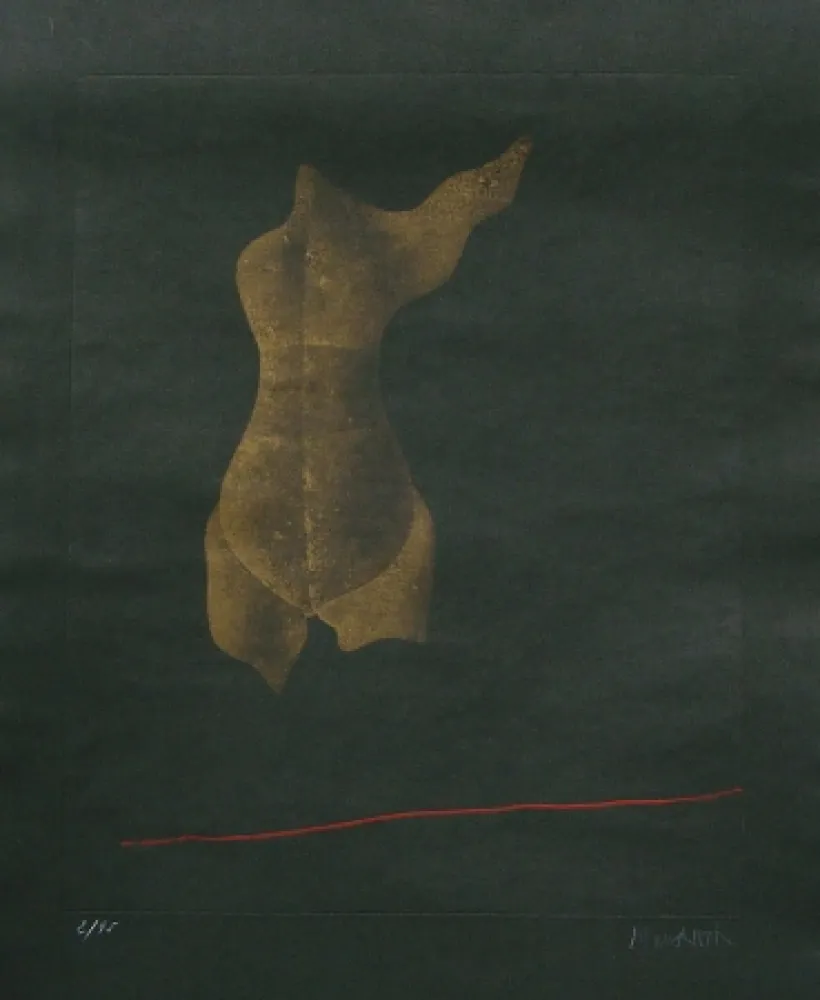 Ets En Aquatint Wunderlich - Goldener Torso mit I Flügel