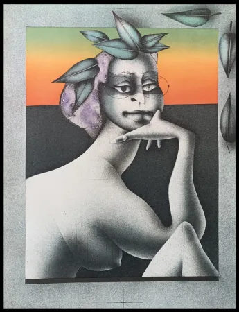 Lithografie Wunderlich - La penseuse du printemps 