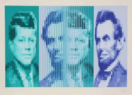 Zeefdruk Yvaral - John F. Kennedy / Abraham Lincoln