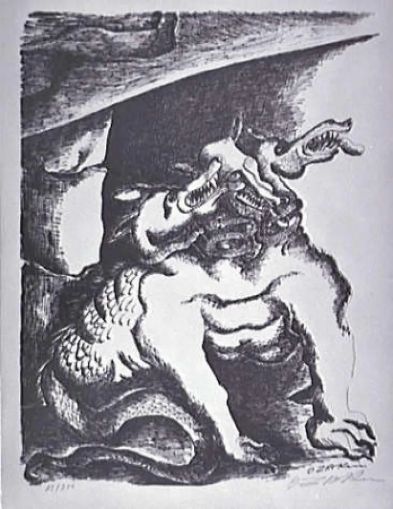 Lithografie Zadkine - Cerbere
