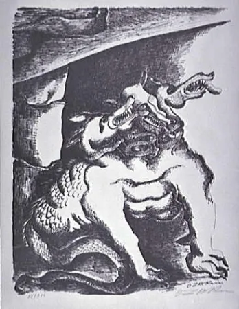Lithografie Zadkine - Cerbere