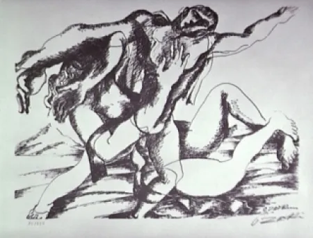 Lithografie Zadkine - Combat avec l'Amazone Hippolyte
