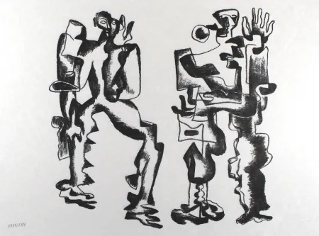 Lithografie Zadkine - Deux figures