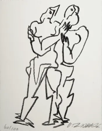 Lithografie Zadkine - Figures, 1967 - Hand-signed!
