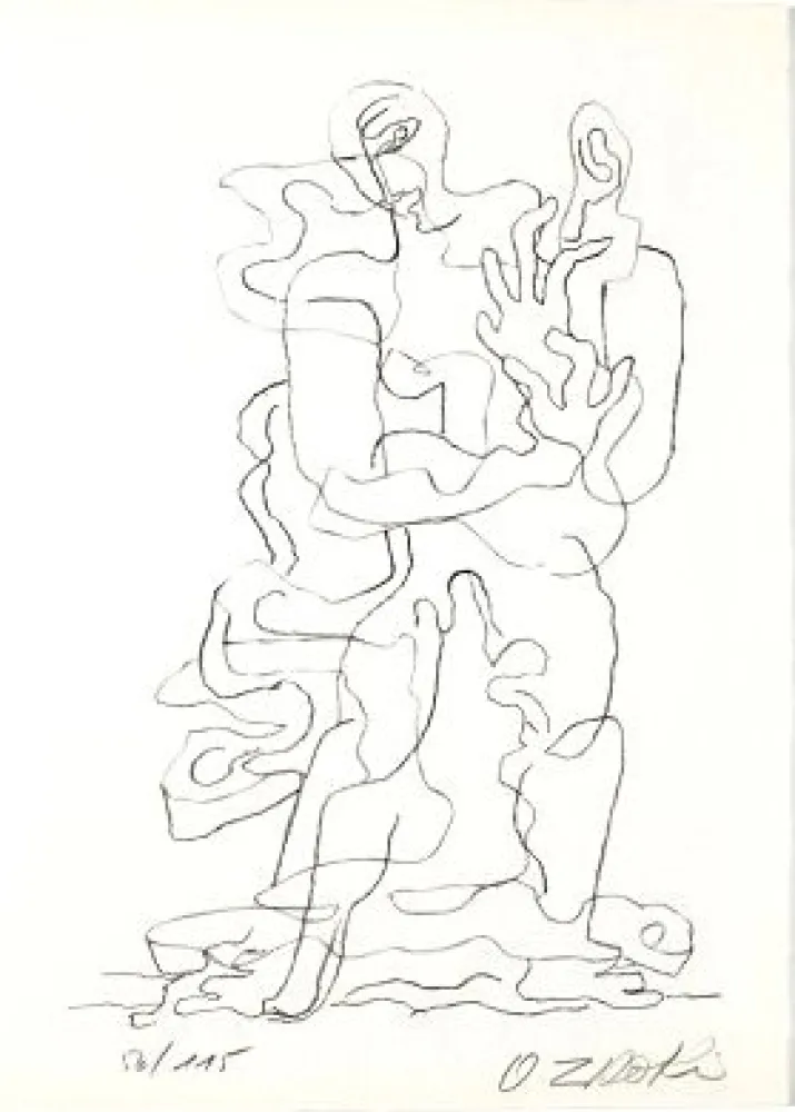 Lithografie Zadkine - Jean Cassou: vingt-deux poèms
