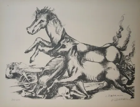 Lithografie Zadkine - Les cavales de Diomède