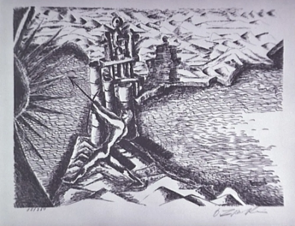 Lithografie Zadkine - Les Colonnes d'Hercule