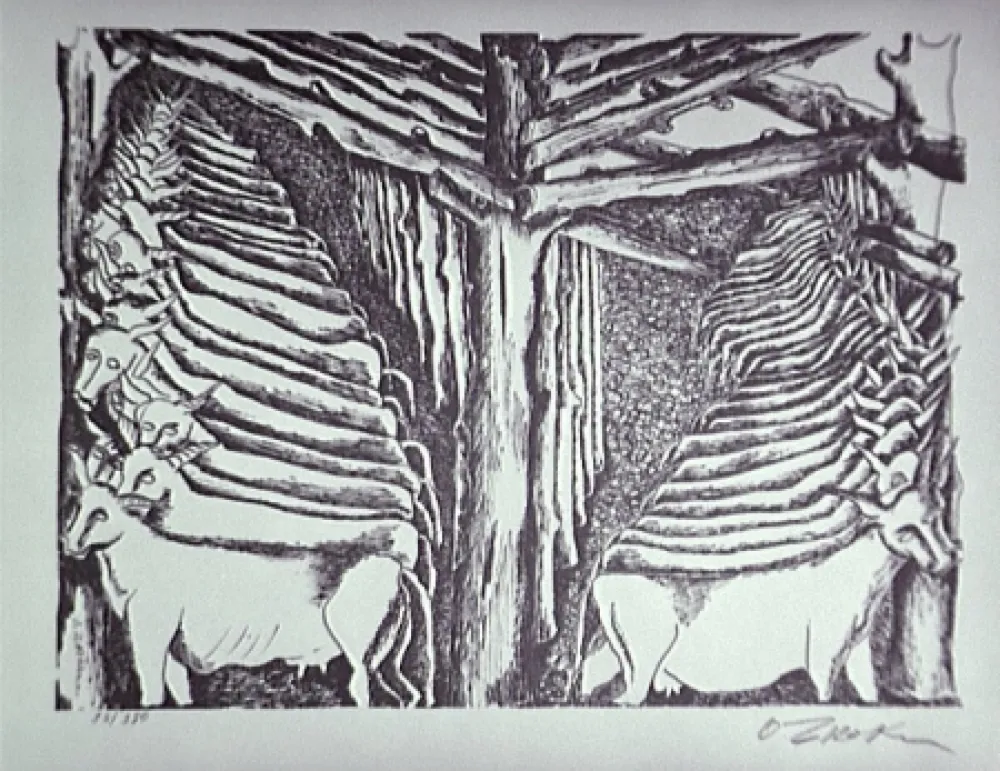 Lithografie Zadkine - Les écuries d'Augias