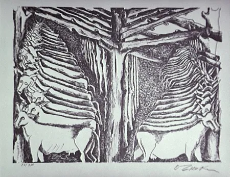 Lithografie Zadkine - Les écuries d'Augias