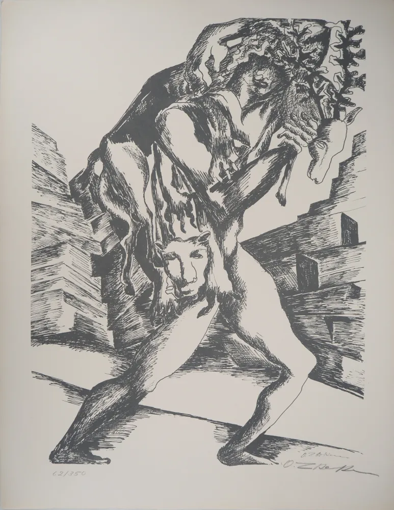 Lithografie Zadkine - Mythologie Hercule et la biche de Cérynie