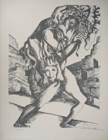 Lithografie Zadkine - Mythologie Hercule et la biche de Cérynie