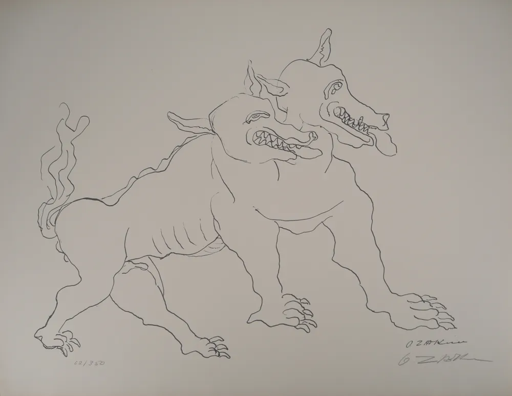 Lithografie Zadkine -  Mythologie Hercule et le Cerbère
