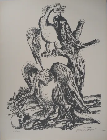 Lithografie Zadkine - Mythologie Hercule et les oiseaux du lac Stymphale