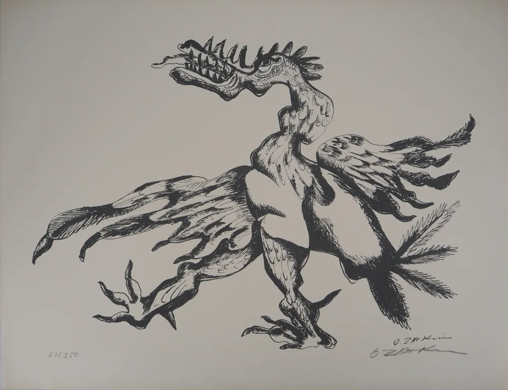 Lithografie Zadkine -  Mythologie Hercule et l'oiseau du lac Stymphale