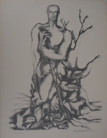 Lithografie Zadkine - Mythologie : Hercule triomphant face à Cerbère