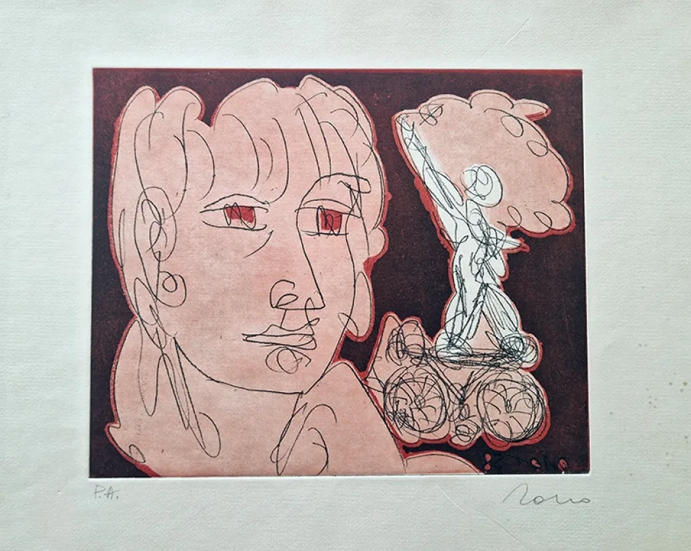 Ets En Aquatint Zancanaro - Volto