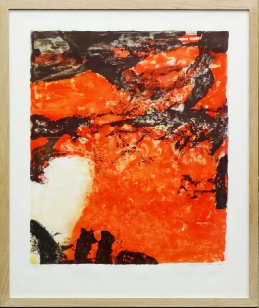 Lithografie Zao - Composition rouge et noir