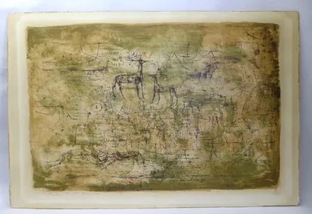 Lithografie Zao - Les cerfs