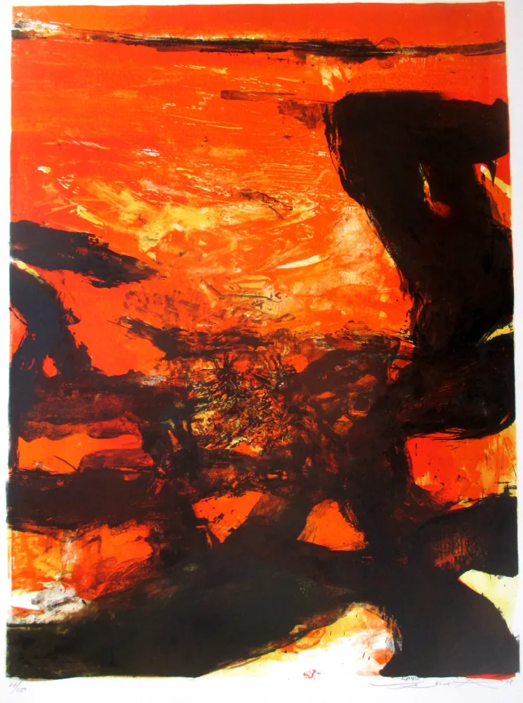 Lithografie Zao - Red composition