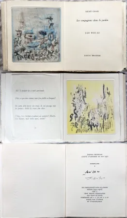 Geïllustreerd Boek Zao - René Char : LES COMPAGNONS DANS LE JARDIN. 4 gravures originales en couleurs (1957)