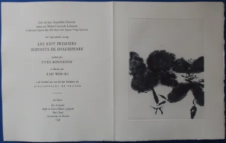 Ets En Aquatint Zao - XXIV Sonnets pour Shakespeare (Menu)