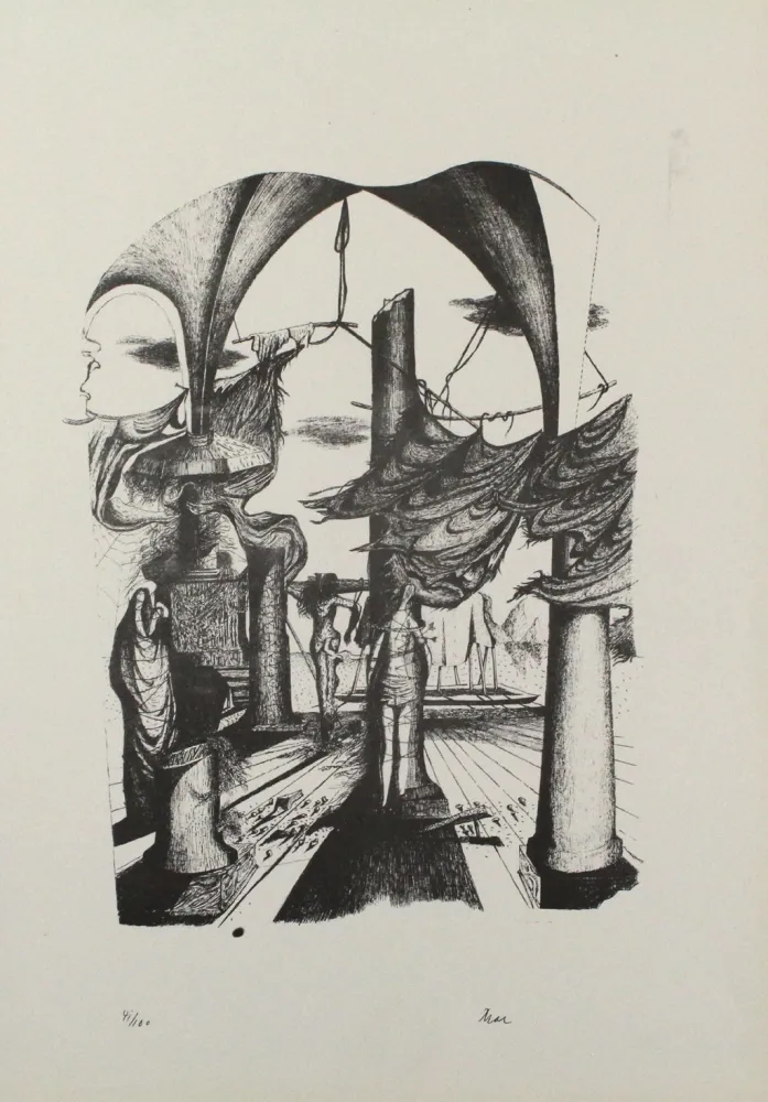 Lithografie Zimmermann - Durch ein Nadelöhr II / Through a Needle's Eye II