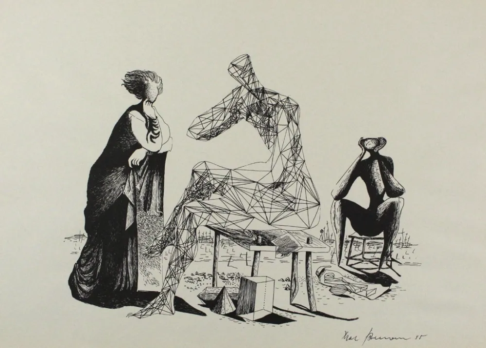 Lithografie Zimmermann - Mittag