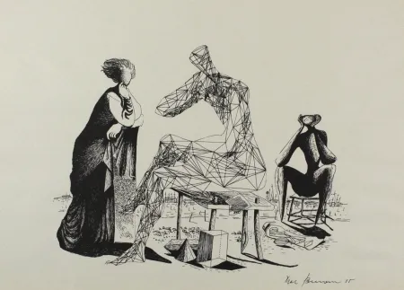 Lithografie Zimmermann - Mittag