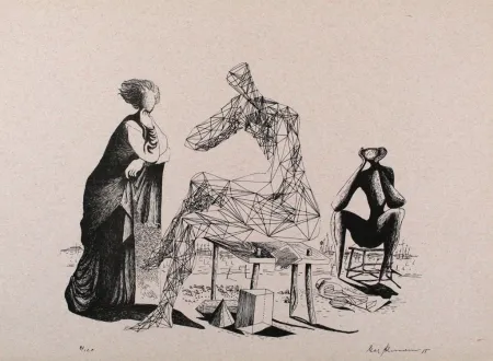 Lithografie Zimmermann - Mittag